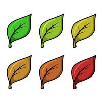 un' impostato di colorato icone, luminosa autunno pioppo foglie, foglia autunno, vettore illustrazione nel cartone animato stile su un' bianca sfondo