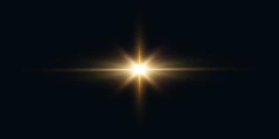 d'oro trasparente lente bagliore effetto. d'oro luce del sole effetto su buio sfondo vettore