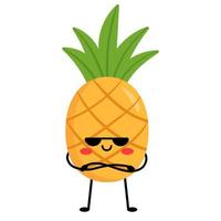 freddo ananas nel occhiali da sole. cartone animato personaggio ananas con braccia e gambe, con diverso emozioni. vettore illustrazione isolato su bianca sfondo