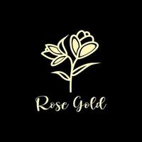 Rose oro logo. fiore lusso bellezza salone, moda, cura della pelle, cosmetici, natura e terme prodotti. vettore