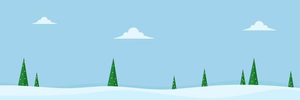 inverno paesaggio bandiera con pino alberi e chiaro cielo vettore