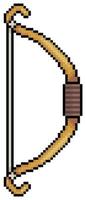 pixel arte arco, di legno arco vettore icona per 8 bit gioco su bianca sfondo