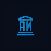 am iniziale logo monogramma con semplice palazzo di giustizia edificio icona design vettore