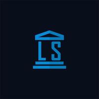 ls iniziale logo monogramma con semplice palazzo di giustizia edificio icona design vettore