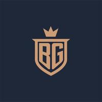 bg monogramma iniziale logo con scudo e corona stile vettore