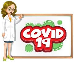 covid 19 con medico e tavola vettore