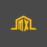 mx monogramma iniziale logo con esagono stile design vettore