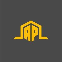 ap monogramma iniziale logo con esagono stile design vettore