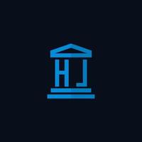 hl iniziale logo monogramma con semplice palazzo di giustizia edificio icona design vettore