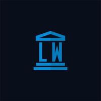 lw iniziale logo monogramma con semplice palazzo di giustizia edificio icona design vettore