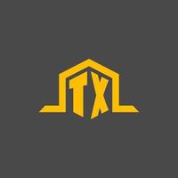 tx monogramma iniziale logo con esagono stile design vettore