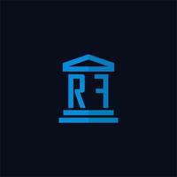 rf iniziale logo monogramma con semplice palazzo di giustizia edificio icona design vettore