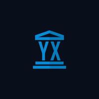 yx iniziale logo monogramma con semplice palazzo di giustizia edificio icona design vettore