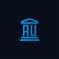 au iniziale logo monogramma con semplice palazzo di giustizia edificio icona design vettore