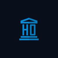 ho iniziale logo monogramma con semplice palazzo di giustizia edificio icona design vettore