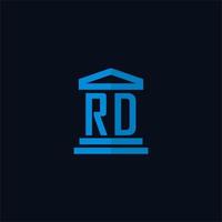 rd iniziale logo monogramma con semplice palazzo di giustizia edificio icona design vettore