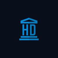 HD iniziale logo monogramma con semplice palazzo di giustizia edificio icona design vettore