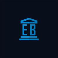 eb iniziale logo monogramma con semplice palazzo di giustizia edificio icona design vettore