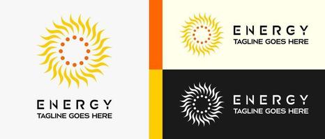 energia logo design modello con luce del sole elemento nel creativo concetto. premio vettore