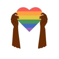 nero uomo o donne Tenere lgbt emblema nel mani. lgbt Comunità. Genere, diversità, unità concetto. vettore piatto illustrazione per manifesto, carta, striscione, attaccare