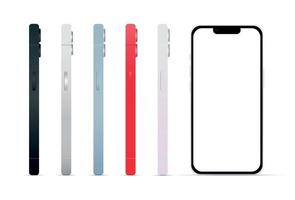 novità, moderno aggeggio per smartphone versione 14, impostato di 5 pezzi, nuovo originale colori, modello per ragnatela design su un' bianca sfondo - vettore