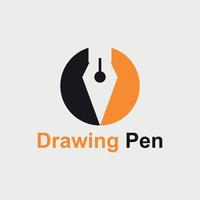 penna logo design nel nero e arancia vettore