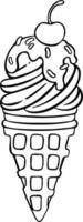 ghiaccio crema cono con cioccolato guarnizione, spruzzatori e ciliegia, sorbetto, vettore illustrazione