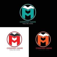 creativo m lettera logo per azienda e attività commerciale con tre colore variazioni vettore
