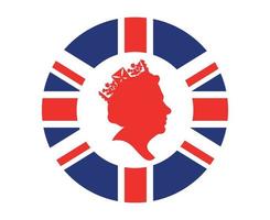 Regina Elisabetta viso bianca e rosso Britannico unito regno bandiera nazionale Europa emblema icona vettore illustrazione astratto design elemento