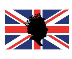 Regina Elisabetta viso nero con Britannico unito regno bandiera nazionale Europa emblema simbolo icona vettore illustrazione astratto design elemento