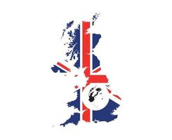 Regina Elisabetta viso ritratto nero con Britannico unito regno bandiera nazionale Europa emblema carta geografica icona vettore illustrazione astratto design elemento