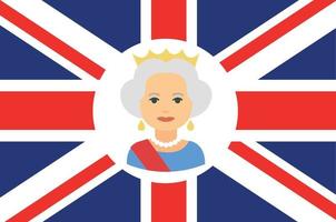 Regina Elisabetta viso ritratto con Britannico unito regno bandiera nazionale Europa emblema icona vettore illustrazione astratto design elemento