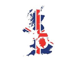Regina Elisabetta viso bianca e rosso Britannico unito regno bandiera nazionale Europa emblema carta geografica icona vettore illustrazione astratto design elemento