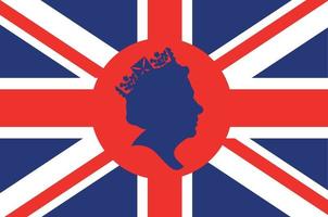 Regina Elisabetta viso blu con Britannico unito regno bandiera nazionale Europa emblema icona vettore illustrazione astratto design elemento
