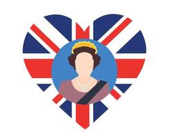 Elisabetta Regina 1926 2022 viso ritratto con Britannico unito regno bandiera nazionale Europa emblema cuore icona vettore illustrazione astratto design elemento