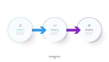 modello di progettazione di etichetta infografica vettoriale con icone e 3 opzioni o passaggi. può essere utilizzato per diagramma di processo, presentazioni, layout del flusso di lavoro, banner, diagramma di flusso, grafico informativo.