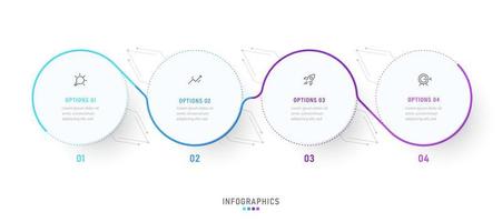 modello di progettazione di etichetta infografica vettoriale con icone e 4 opzioni o passaggi. può essere utilizzato per diagramma di processo, presentazioni, layout del flusso di lavoro, banner, diagramma di flusso, grafico informativo.