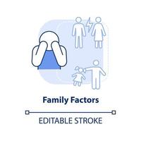 famiglia fattori leggero blu concetto icona. casa ambiente. problema nel pubblico scuole astratto idea magro linea illustrazione. isolato schema disegno. modificabile ictus. vettore