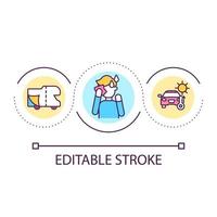 alto temperatura Pericolo ciclo continuo concetto icona. uso ombrelloni per automobile. estate calore astratto idea magro linea illustrazione. isolato schema disegno. modificabile ictus. vettore