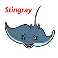 nuoto cartone animato acque profonde Stingray pesce vettore