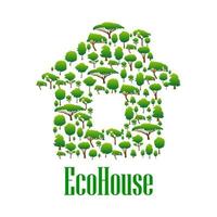eco Casa simbolo con verde alberi e impianti vettore