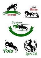 equitazione club, cavallo da corsa e polo gioco design vettore