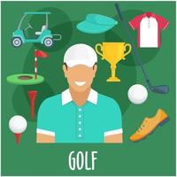 golf sport professione, attrezzatura e attrezzatura vettore