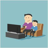 padre e figlio giocando video Giochi su divano vettore