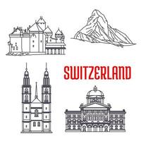 storico edifici e visite turistiche di Svizzera vettore