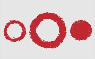 impostato di rosso vettore cera pastello cerchio forma isolato su bianca sfondo, vettore mano pittura spazzola gesso struttura design elementi