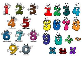 cartone animato colorato numeri e cifre vettore