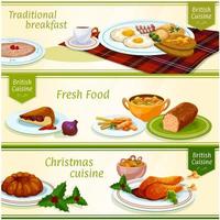 Britannico cucina colazione, Natale cena bandiera vettore