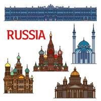 colorato lineare viaggio punti di riferimento di Russia icona vettore