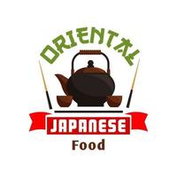 orientale giapponese cibo. teiera e bastoncini vettore